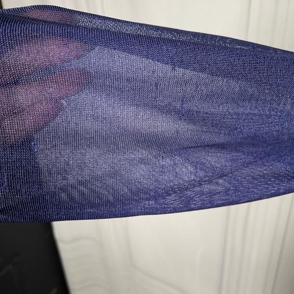 White House Black‎ Market Blue Onyx Sheer Sleeve Jacquard Midi Dress XS - Picture 13 of 16